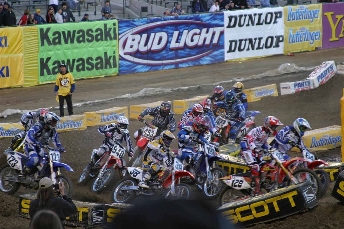 SMX Playoff 1 2026: Is the Double-Points System Unfair to Riders? SuperMotocross 450 premier class field launching off the starting gate at Playoff 1